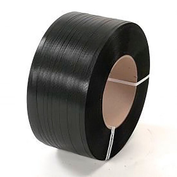Polypropylene Strapping, 5/8W x 5400'L x 0.030 Thick, 8 x 8 Core, Black